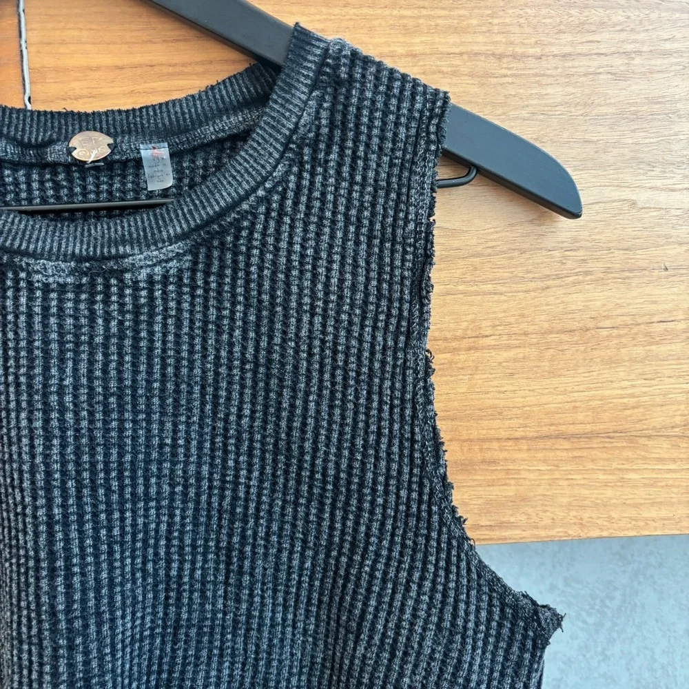 Free People One Sleeveless Interlaken Tank in Wash Black, Size L - Picture 5 of 10